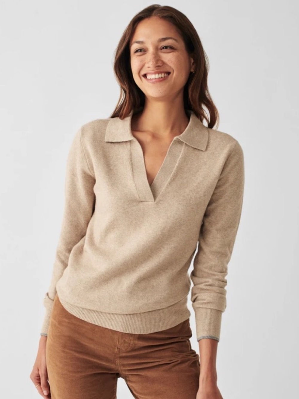 NWT Faherty Jackson Sweater Polo in Oatmeal Heather size Medium